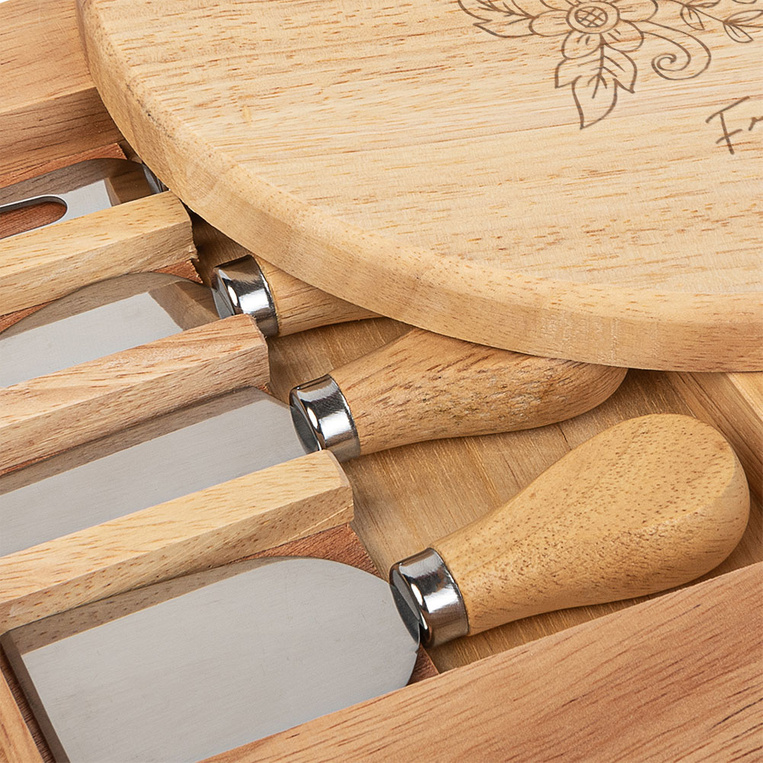 Deska do serów z nożami grawerem FRANCJA ELEGANCJA na prezent DLA NIEJ