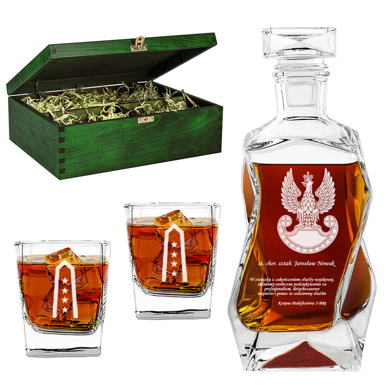 Personalizowany zestaw do whisky i bourbona – PREZENT DLA ŻOŁNIERZA EMERYTURA