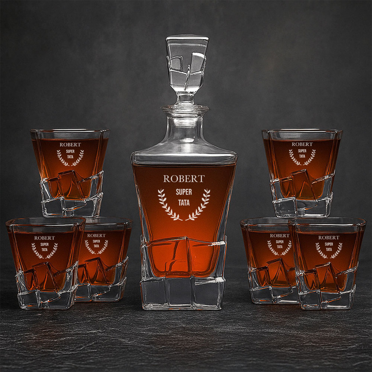 Zestaw do whisky z grawerem SUPER TATA – prezent dla taty