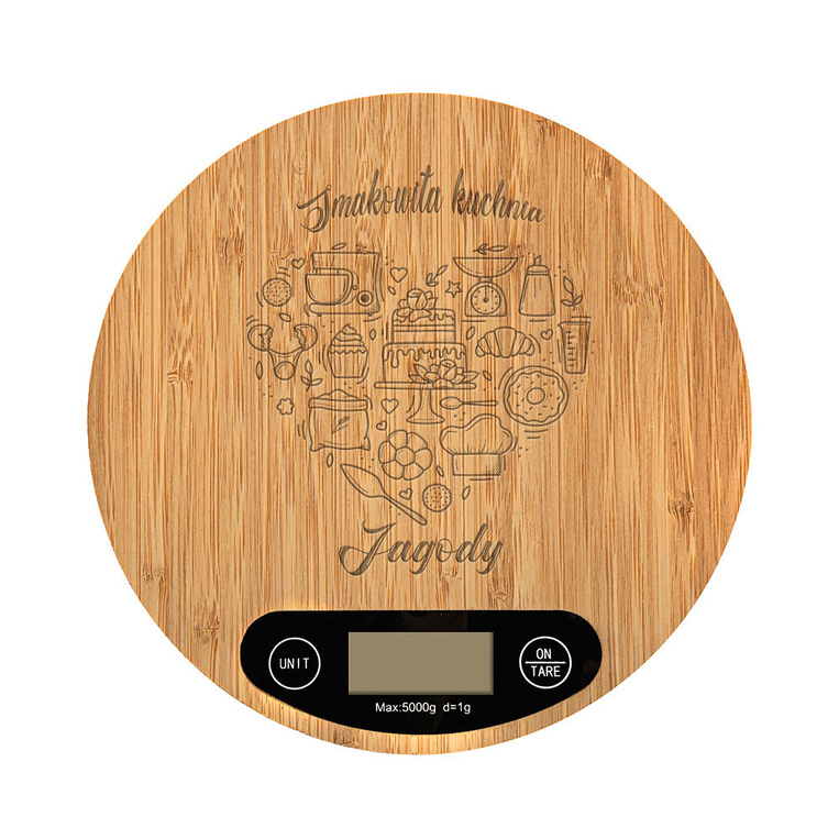 Waga kuchenna grawerowana SMAKOWITA KUCHNIA JAGODY proezent na IMIENINY