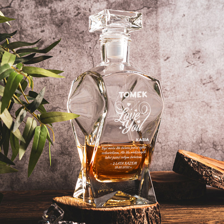 Karafka łamana na prezent z miłości TWÓJ GRAWER