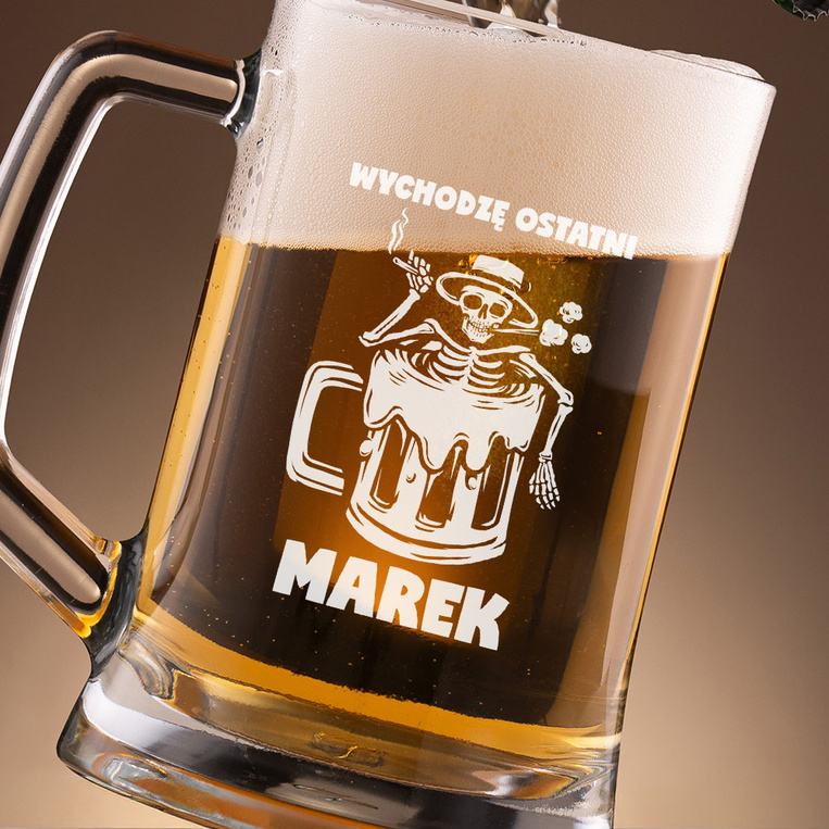 Kufel z grawerem WYCHODZĘ OSTATNI + IMIĘ prezent dla IMPREZOWICZA