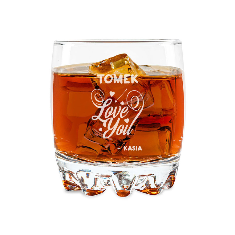 Szklanka do whisky z grawerem LOVE YOU + IMIĘ