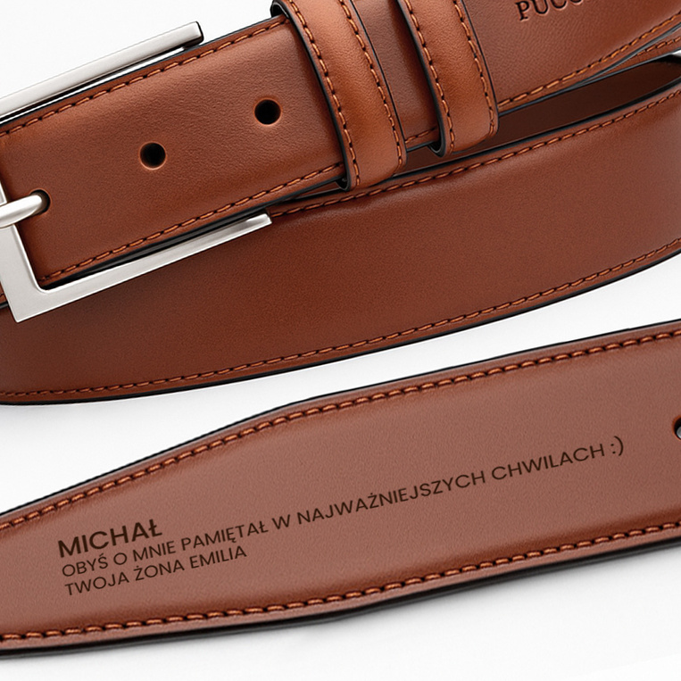 Skórzany pasek męski rozmiar M 115 cm z personalizacją – PREZENT OD ŻONY DLA MĘŻA