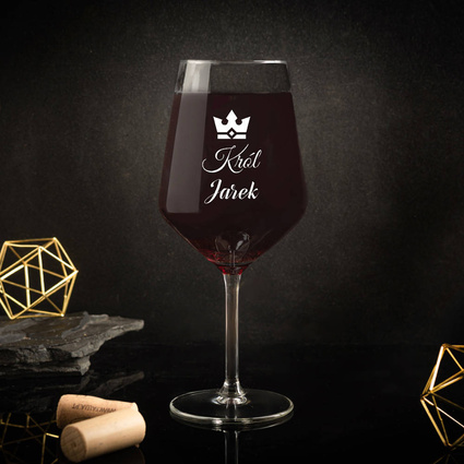 Kieliszek do wina czerwonego z grawerem NA PREZENT DLA KRÓLA