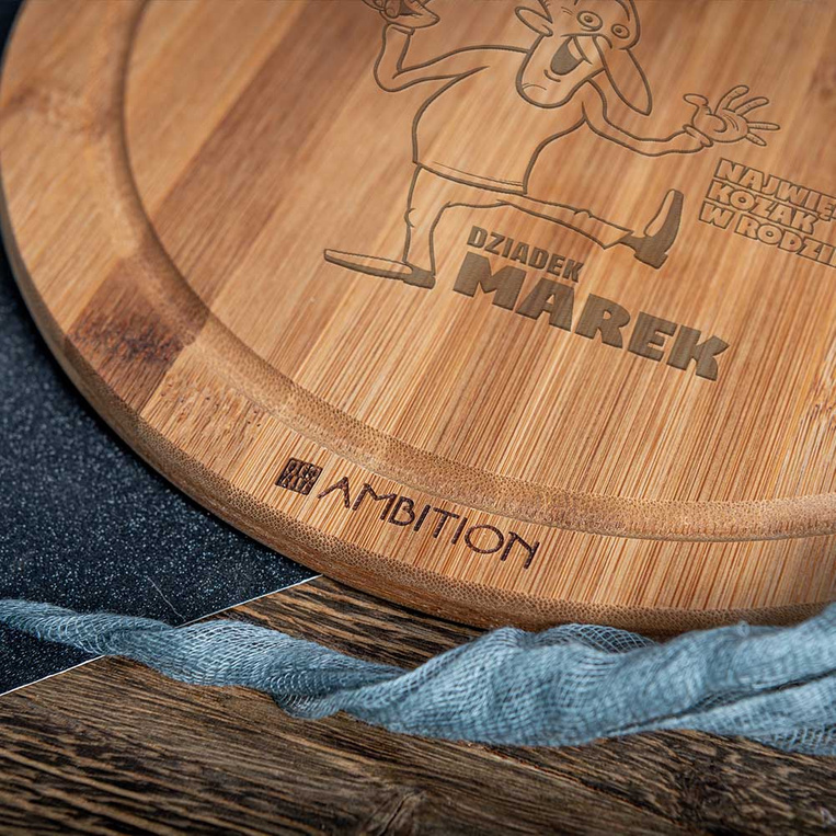 GRAWEROWANA deska do krojenia NAJWIĘKSZY KOZAK W RODZINIE na prezent DLA DZIADKA