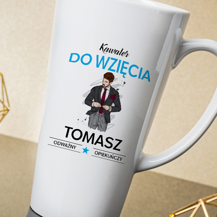 Kubek Latte duży z na drukiem KAWALER DO WZIĘCIA + IMIĘ