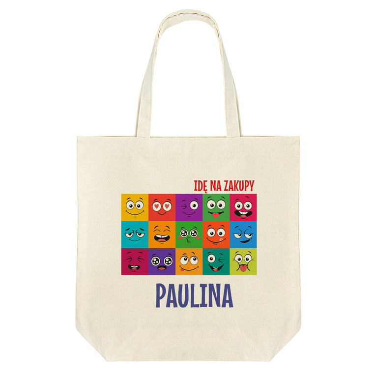 Torba na zakupy z materiału z NADRUKIEM dla niej IDĘ NA ZAKUPY