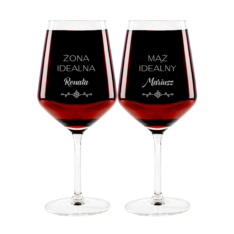 2 kieliszki do wina POMYSŁ NA PREZENT dla pary MAŁŻEŃSTWO IDEALNE