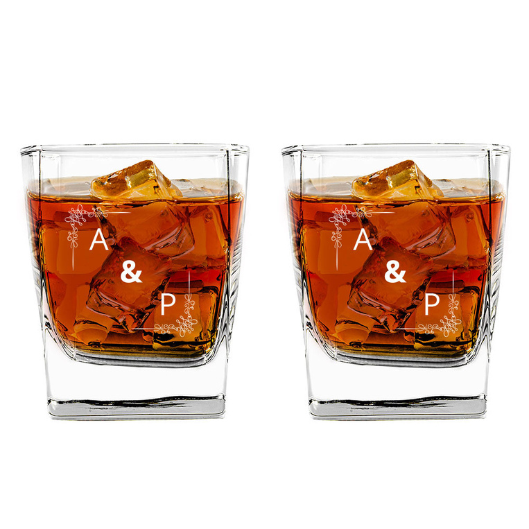 2 Szklanki do whisky z grawerem pierwszych liter imion DLA PARY