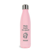 Butelka termiczna różowa z grawerem DLA KAWOSZA - MOJE MAŁE CO NIECO