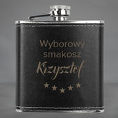 Piersiówka w skórze z grawerem WYBOROWY SMAKOSZ + IMIĘ