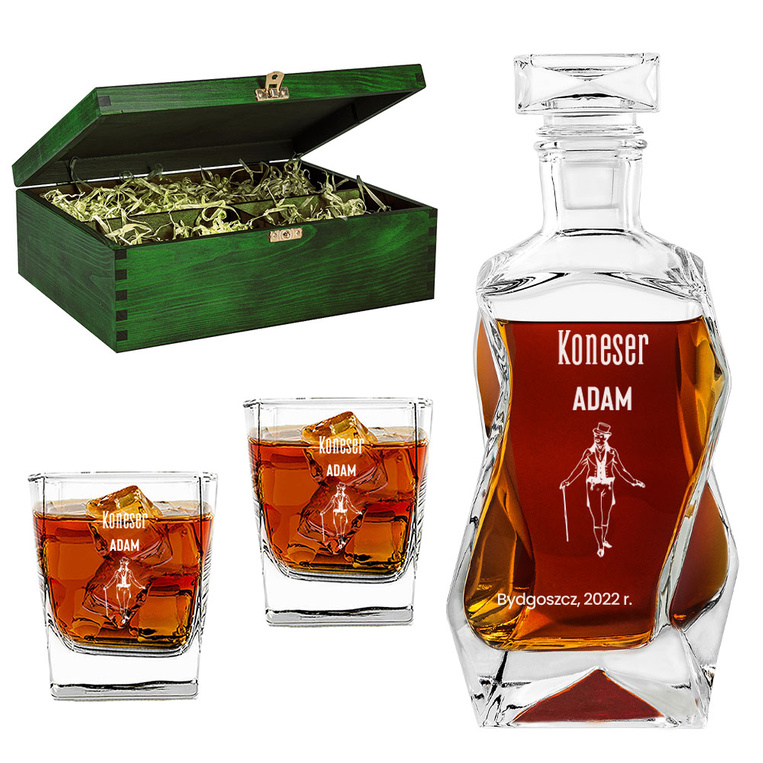 PERSONALIZOWANY PREZENT – karafka i szklanki DLA KONESERA WHISKY