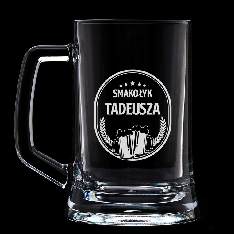 Grawerowany kufel do piwa SMAKOŁYK TADEUSZA na IMIENINY