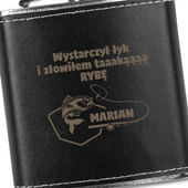 Piersiówka w skórze z personalizowanym grawerem DLA WĘDKARZA