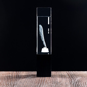 Statuetka 3D z grawerowanym kałamarzem i piórem - nagroda literacka