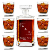 PERSONALIZOWANA karafka i 6 szklanek do whisky DLA PARY na ŚLUB