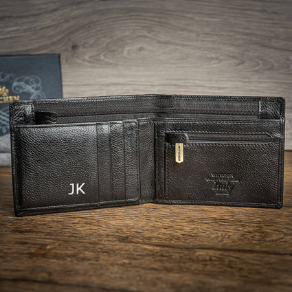Portfel Wittchen męski czarny TŁOCZONE INICJAŁY personalizowany prezent