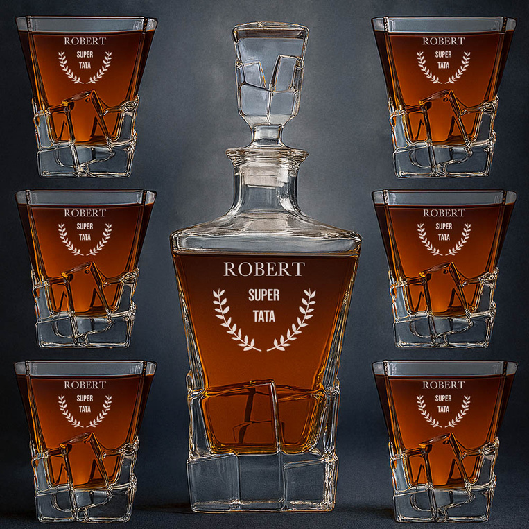 Zestaw do whisky z grawerem SUPER TATA – prezent dla taty
