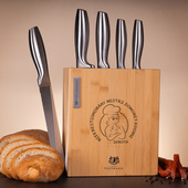 Zestaw 5 noży w bambusowym bloku i grawerem – PREZENT DLA NIEJ