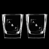 2 Szklanki do whisky z grawerem pierwszych liter imion DLA PARY