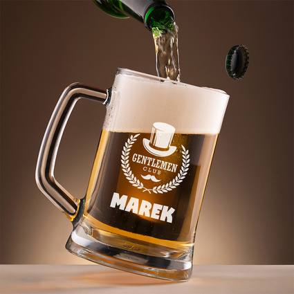 Kufel grawerowany GENTLEMEN CLUB + IMIĘ na prezent dla faceta z klasą