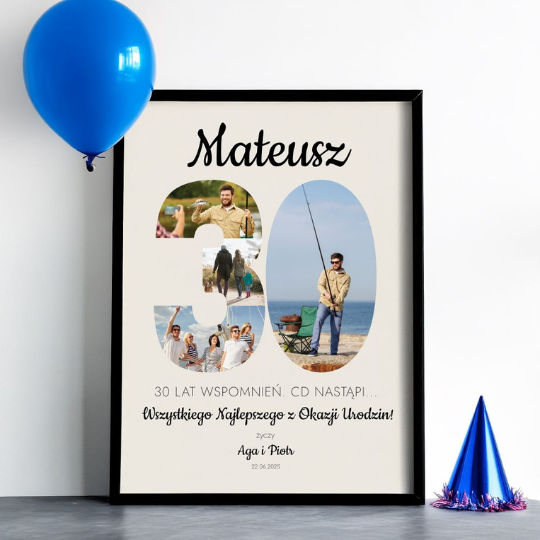 Personalizowany plakat dla faceta – zdjęcia na 30 URODZINY