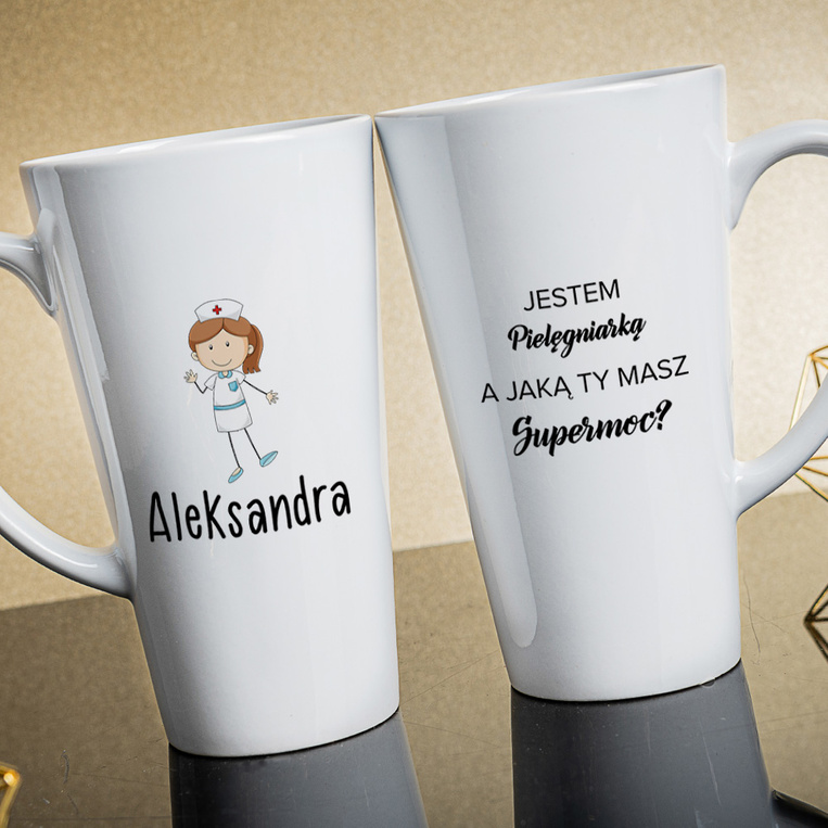 Kubek Latte duży z nadrukiem DLA PIELĘGNIARKI
