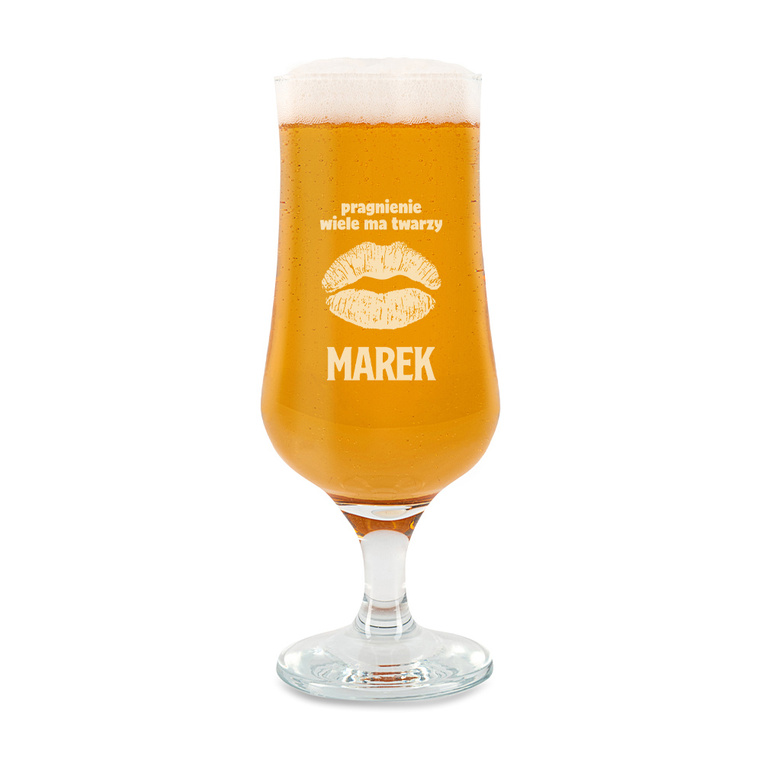 Pokale do piwa z grawerem PRAGNIENIE WIELE MA TWARZY + IMIE