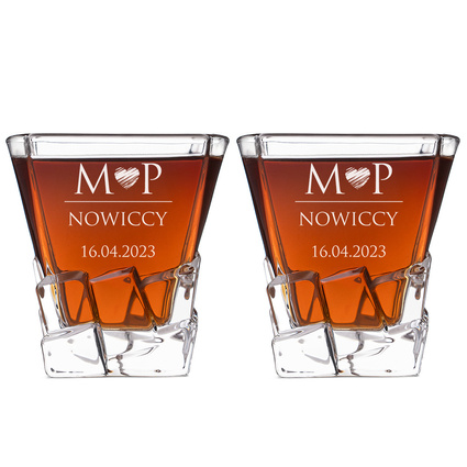 Szklanki z grawerem DLA PARY – inicjały, nazwisko i data ślubu NA ROCZNICĘ