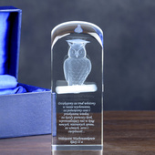 Statuetka DLA NAUCZYCIELA - Sowa 3D - Podziękowanie z dedykacją