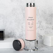 Personalizowana różowa butelka termiczna z grawerem "JESTEM SZCZĘŚLIWA" + imię