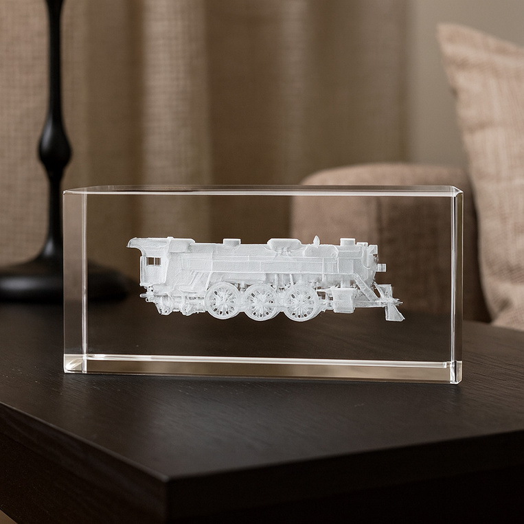 Lokomotywa 3D Duża statuetka Pamiątka Jubileuszowa Wyróżnienie Dla Kolejarza