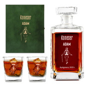 Zestaw do whisky z grawerem w drewnianej skrzynce - PREZENT DLA KONESERA WHISKY