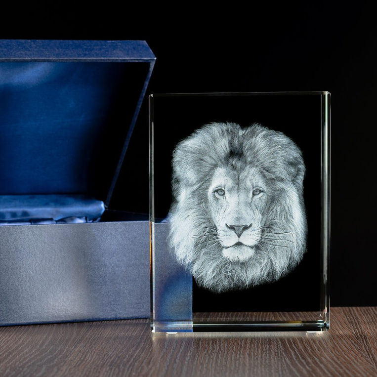 Trójwymiarowe zdjęcie Lwa - duża Statuetka Firmowa Prezent dla Myśliwego