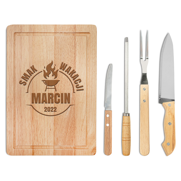 GRAWEROWANY ZESTAW DO GRILLA na prezent DLA NIEGO SMAK WAKACJI