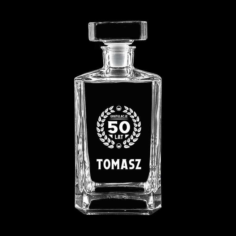 Karafka prosta z grawerem GRATULACJE Z OKAZJI 50 URODZIN