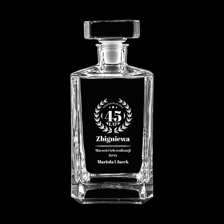 Karafka na prezent z okazji 45 URODZIN z twoim grawerem