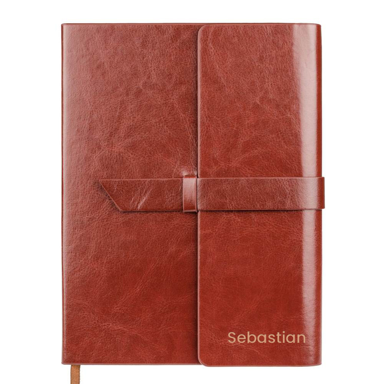 SKÓRZANY NOTES z grawerem imienia – 80 kartek w linię