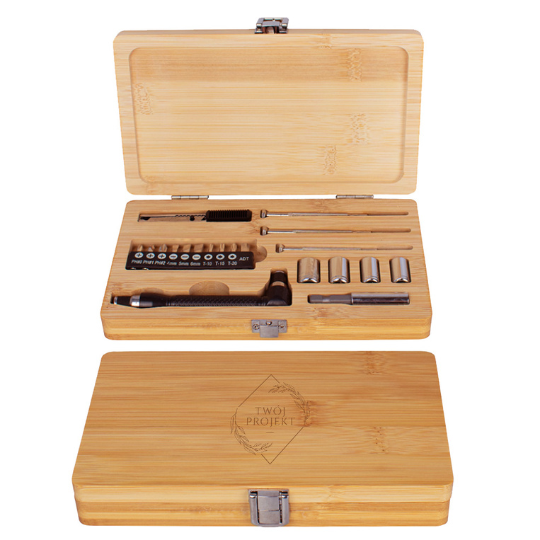 PERSONALIZOWANY GRAWEREM Zestaw 21 narzędzi TWÓJ PROJEKT