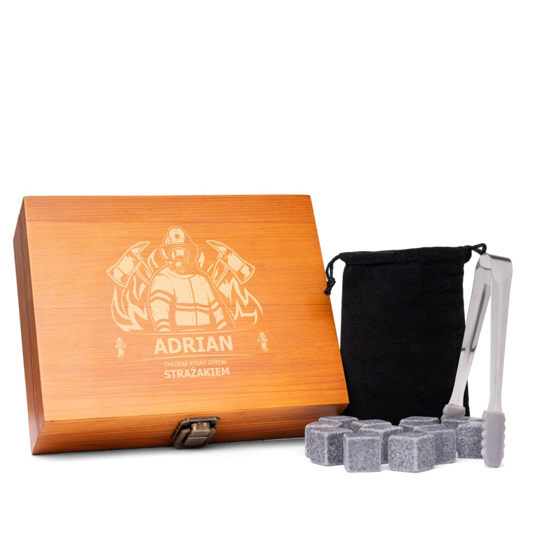 GRAWEROWANE Kamienie do whisky na prezent DLA STRAŻAKA