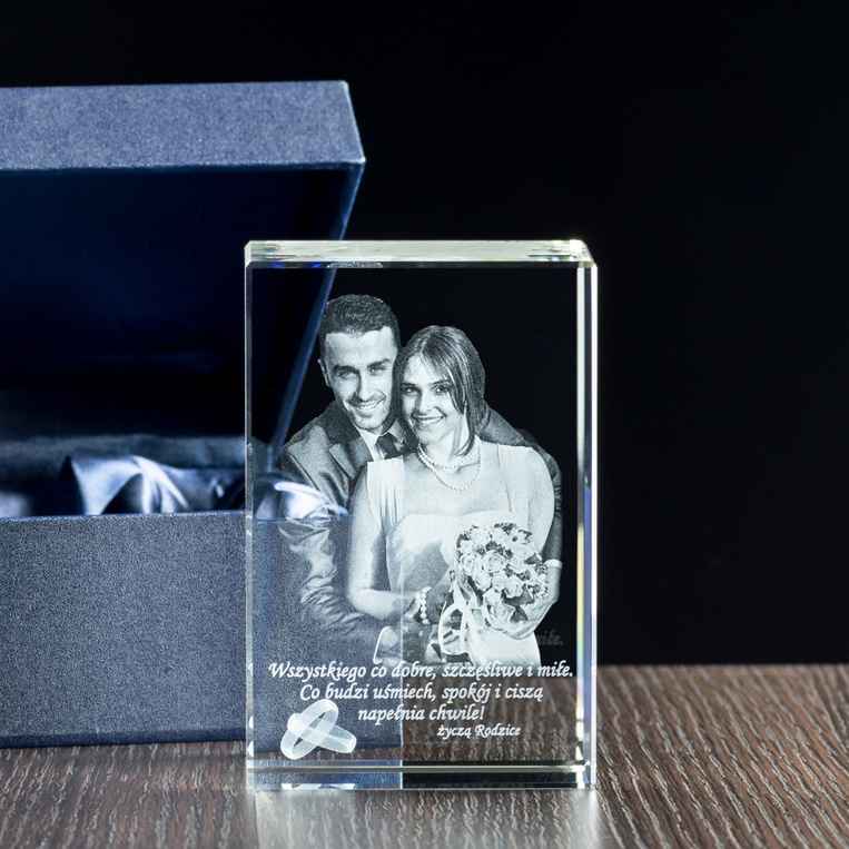 Fotokryształ na Prezent Ślubny od Rodziców - Grawer w Szkle