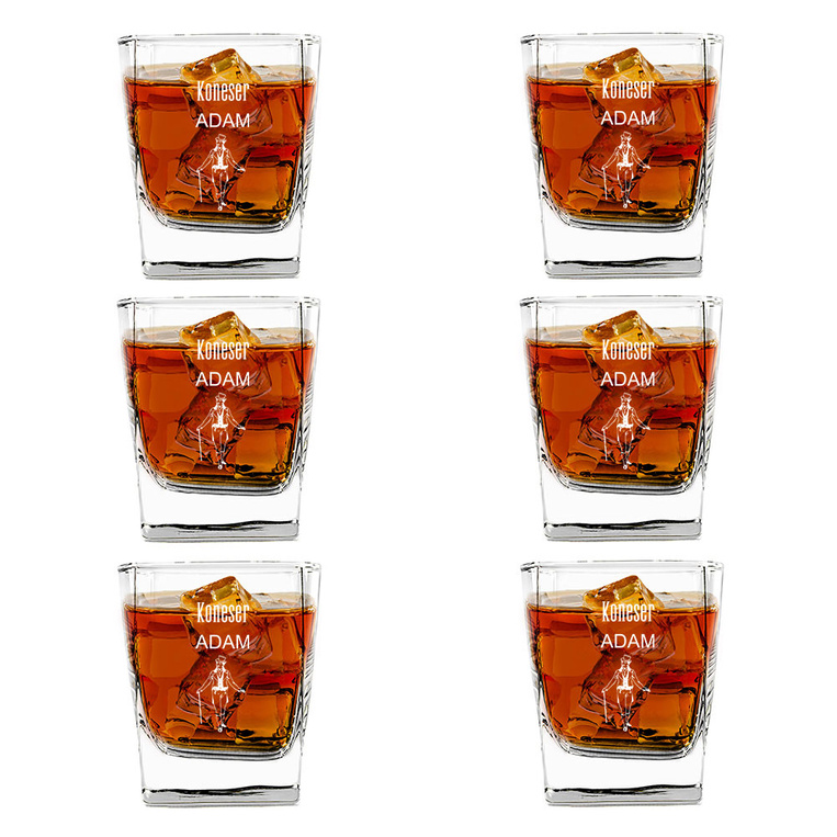 Szklanki do whisky w zestawie 6 sztuk z grawerem KONESER + IMIĘ