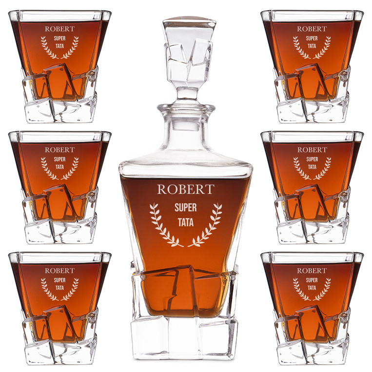 Zestaw do whisky z grawerem SUPER TATA – prezent dla taty