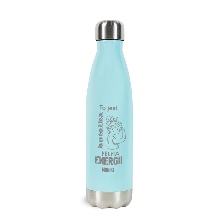 TERMOS niebieski z grawerem - BUTELKA ENERGII DLA NIEJ