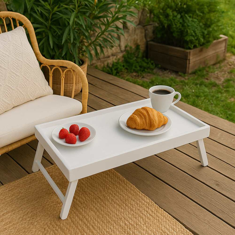 Grawerowany Stolik śniadaniowy biały PREZENT ŚLUBNY od znajomych