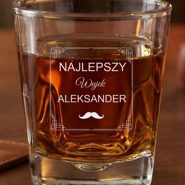 Szklanka do whisky z grawerem NAJLEPSZY WUJEK + IMIĘ na prezent