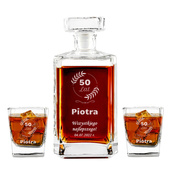 Karafka prosta z dwoma szklankami GRAWEROWANY PREZENT na 50 URODZINY