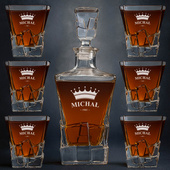 Zestaw Premium do whisky NA URODZINY z grawerem korony, imienia i rocznika