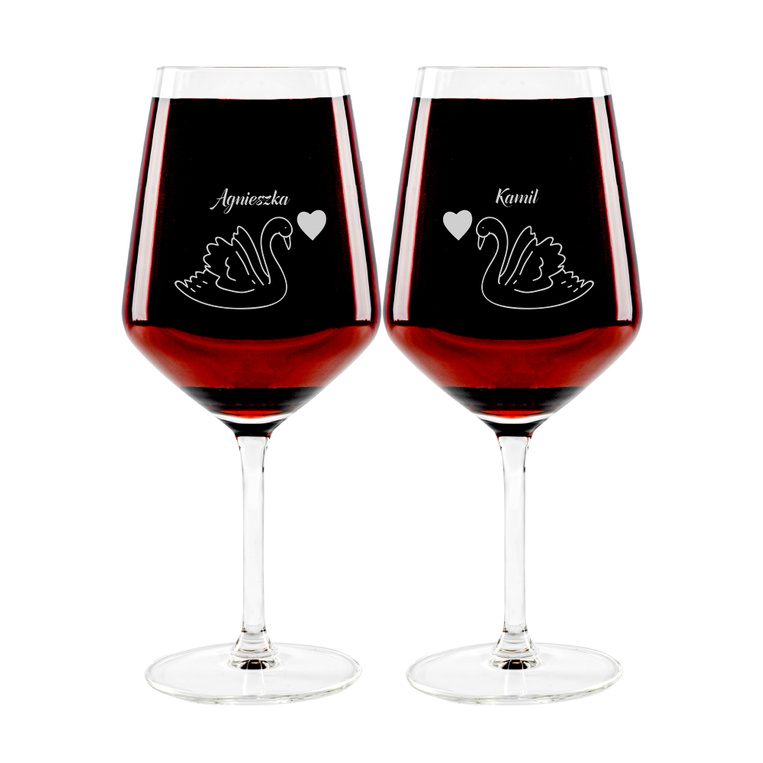 2 kieliszki do wina ŁABĘDZIE Z IMIONAMI prezent na ROCZNICĘ